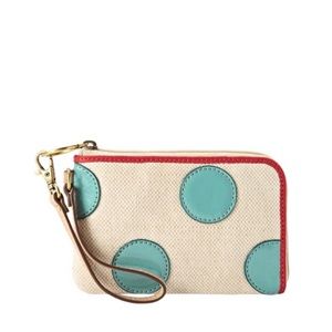 SOLD!!!!!    FOSSIL polka dot wristlet.
